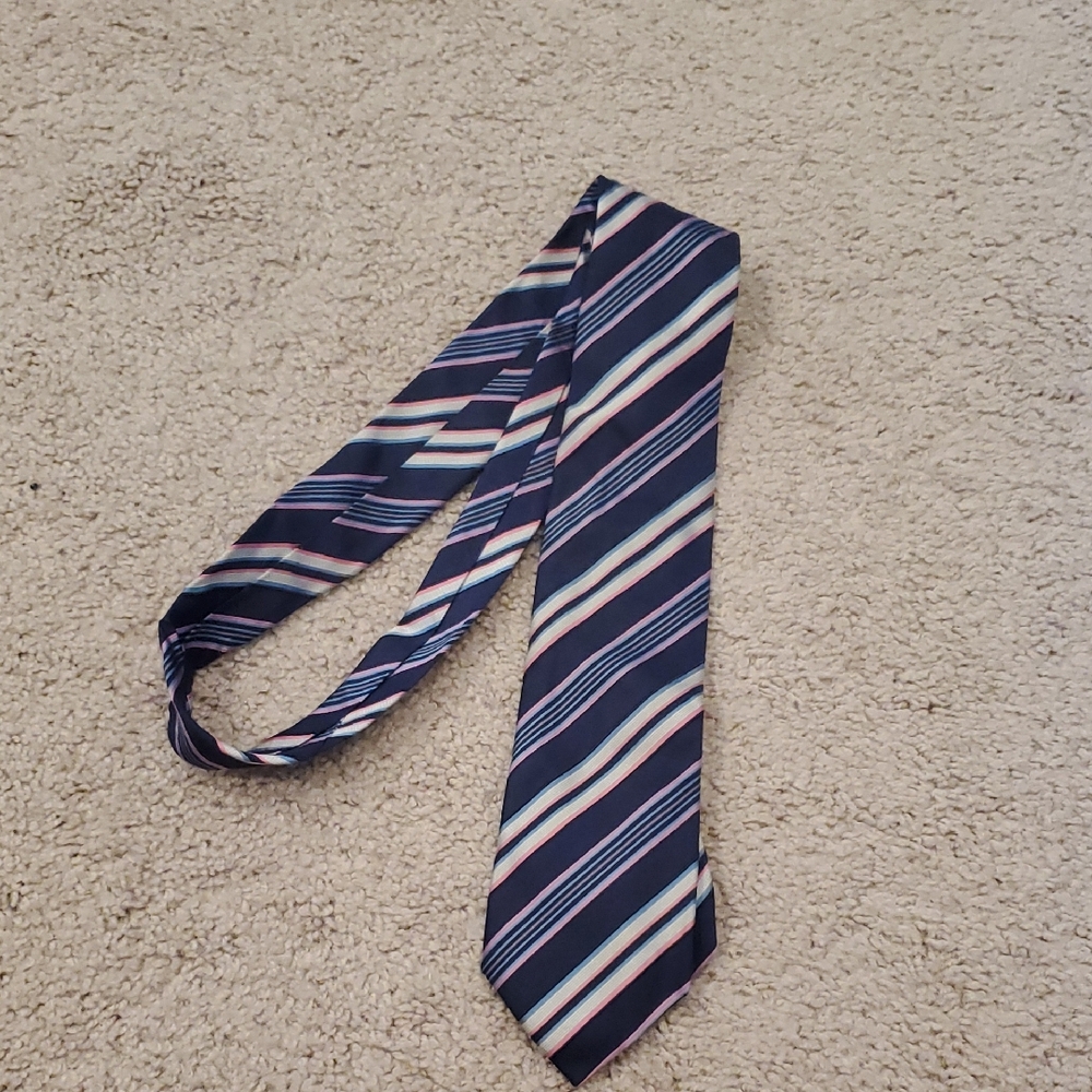 HUGO BOSS Striped Navy Blue Tie, SILK